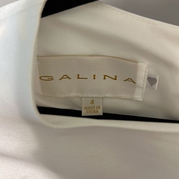 Galina NWT Mikado Ivory Lace Sequin Knee Length Bridal Rehearsal Dress - Picture 9 of 9